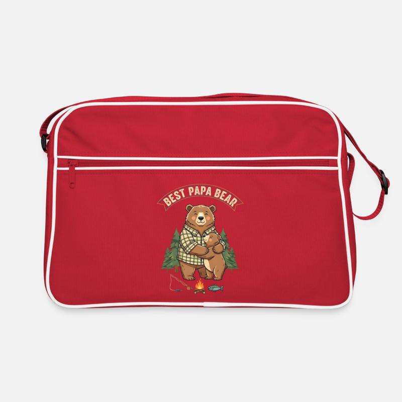 Best Papa Bear – Süßes Bären Papa Geschenk - Retro Tasche - Rot/Weiß