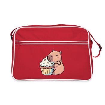 Motif mignon de cupcakes épousés au capybara - Sac Retro - rouge/blanc - Devant
