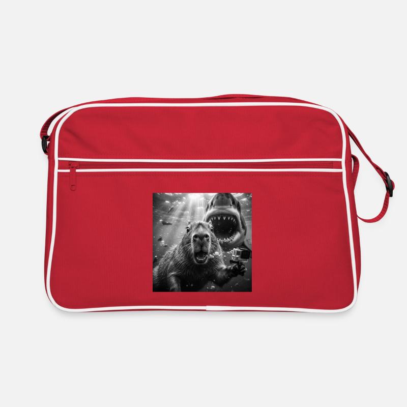 Capybara underwater selfie with shark Retro Bag