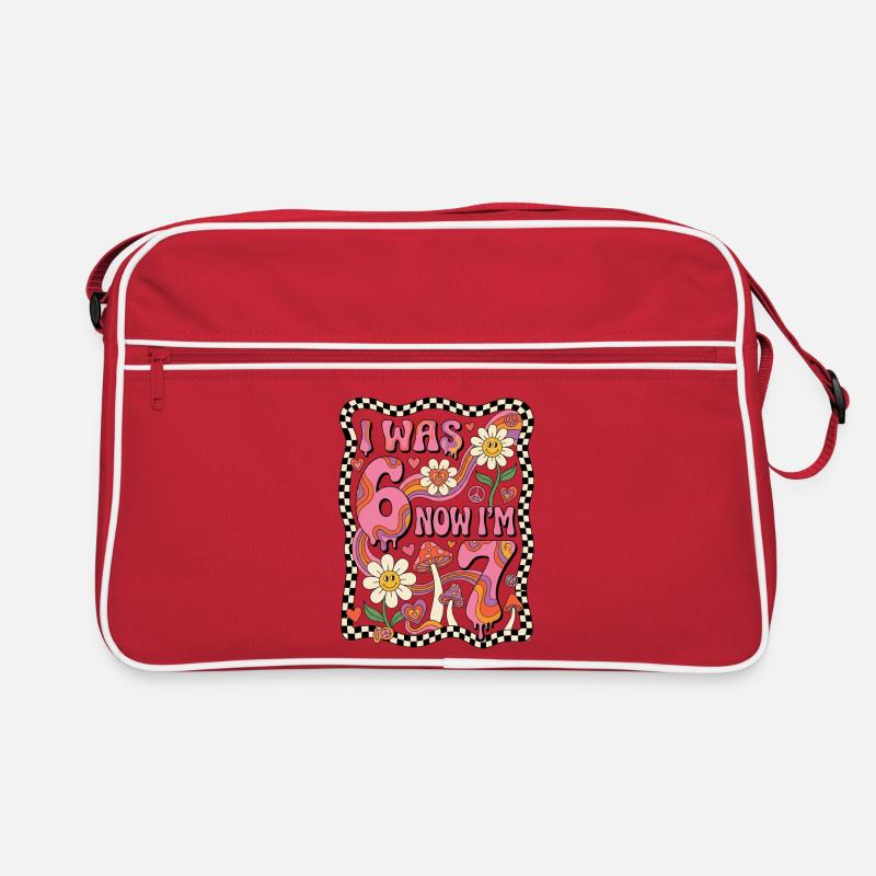 I was 6 now 7 - 7.Geburtstag - Retro Bag - red/white
