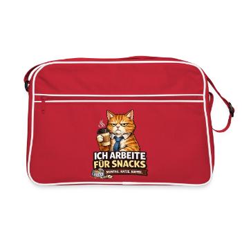I work for Snacks – Office Cat - Retro Bag - red/white - Front