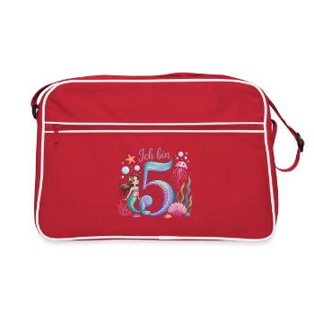 I'm 5 Mermaids Girl 5th Birthday - Retro Bag - red/white - Front