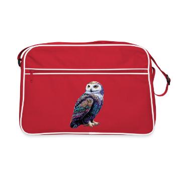 Snowy Owl White Owl Owl Owl Owl Snow Owl - Retro Bag - red/white - Front