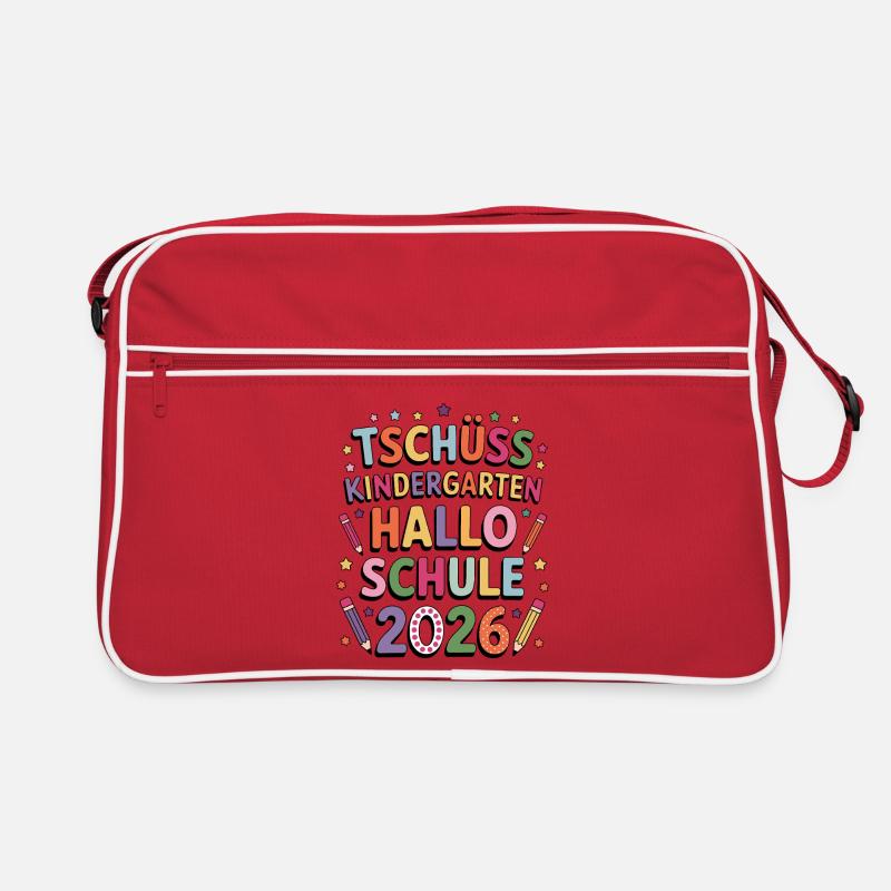 Tschüss Kindergarten Hallo Schule Einschulung 2026 Retro Tasche