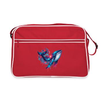 Galaxy Whale Watercolor Print - Retro Bag - red/white - Front