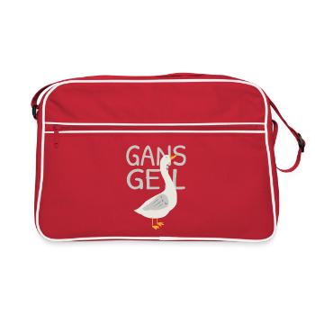 Gans geil – Lustiges Gans Wortspiel - Retro Tasche - Rot/Weiß - Vorne