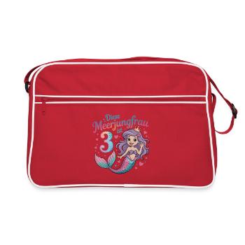 This Mermaid Is 3 Girls 3rd Birthday - Retro Bag - red/white - Front