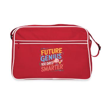 Zukunftsgenie: 100 Tage Schlauer - Retro Tasche - Rot/Weiß - Vorne