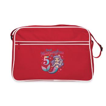 This Mermaid Is 5 Girls 5th Birthday - Retro Bag - red/white - Front