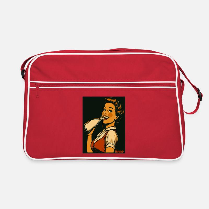 Retro Dame mit Milch Getränk  Retro Tasche