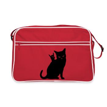Chat Noir – Silhouette de cornes de diable - Sac Retro - rouge/blanc - Devant