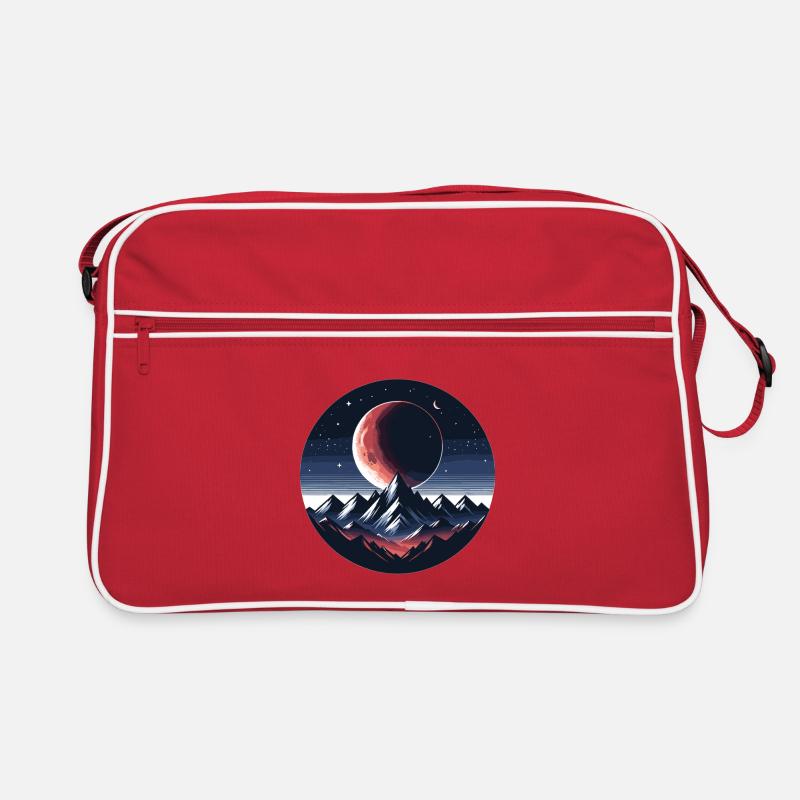 Moonlight over mountain range Retro Bag