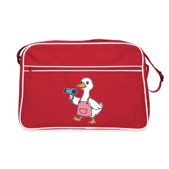 Canard avec sèche-cheveux en manteau rose - Sac Retro - rouge/blanc - Devant