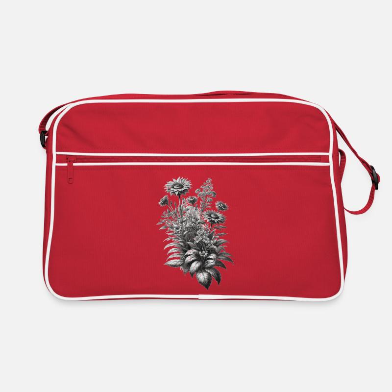 Illustration du bouquet de fleurs botaniques grises Sac Retro