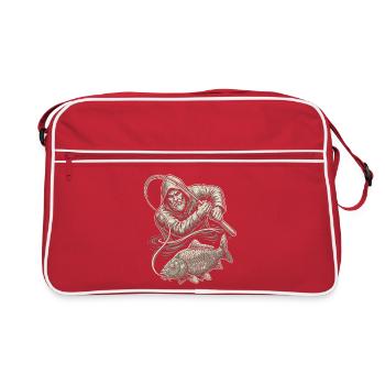 Alter Fischer Karpfen Illustration - Retro Tasche - Rot/Weiß - Vorne