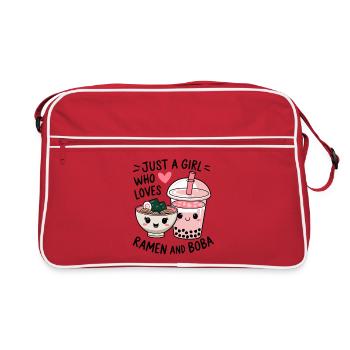 Girl loves ramen and boba - Retro Bag - red/white - Front