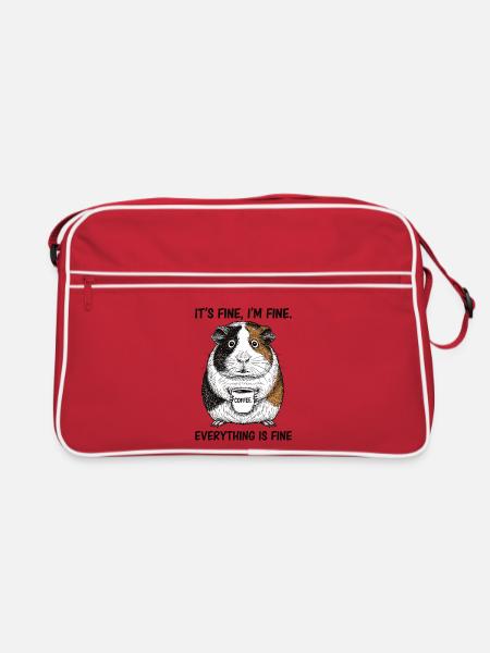 Its Fine Im Fine Coffee Guinea Pig - Retro Bag - red/white - Front