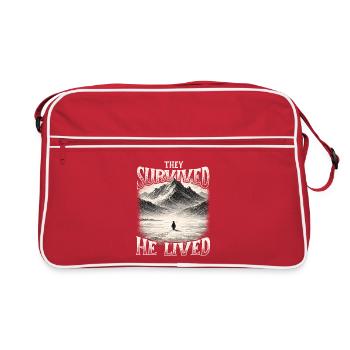 Sie überlebten He Lived Penguin Meme existenziell - Retro Tasche - Rot/Weiß - Vorne