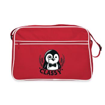 Elegant penguin with monocle - Retro Bag - red/white - Front