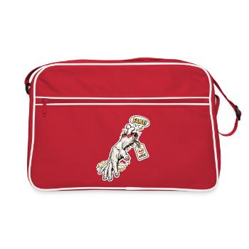 Fart Skeleton Zombie Hand Sticker - Retro Bag - red/white - Front