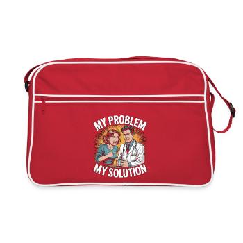 Pharmacien de détail : mon problème, mon pictogramme, papa, maman. - Sac Retro - rouge/blanc - Devant