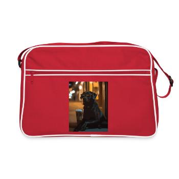 Night lounge dog with sunglasses - Retro Bag - red/white - Front