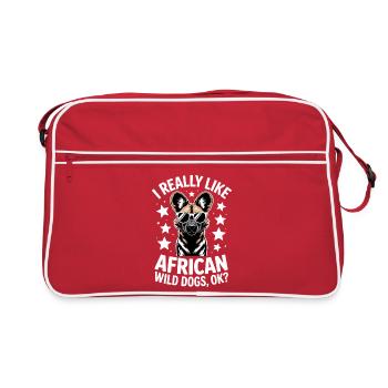 Cadeau amusant des expressions du chien sauvage africain - Sac Retro - rouge/blanc - Devant