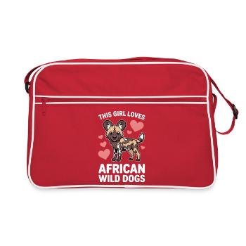 Cadeau amusant des expressions du chien sauvage africain - Sac Retro - rouge/blanc - Devant