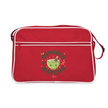 Propulsé par le matcha Drôle de thé vert Amateur de matcha - Sac Retro - rouge/blanc - Devant