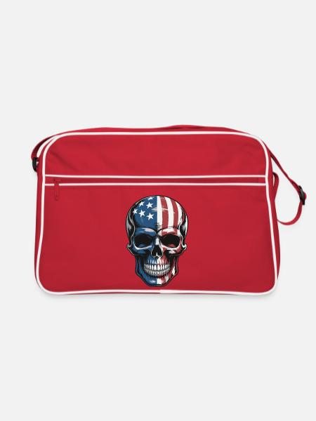 USA Totenkopf - Design du Crâne Patriote - Sac Retro - rouge/blanc - Devant