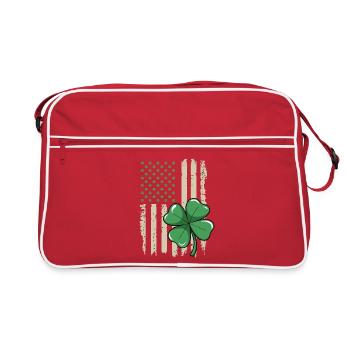 Vintage Shamrock Flag Grunge - Retro Bag - red/white - Front