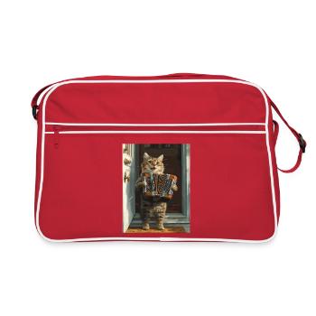 Chat avec accordéon - Sac Retro - rouge/blanc - Devant