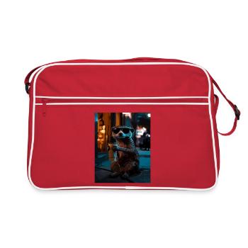 Suricate au café dans le style nuit néon - Sac Retro - rouge/blanc - Devant