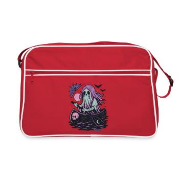 Fantôme dans le bateau avec la lune et la chauve-souris - Sac Retro - rouge/blanc - Devant