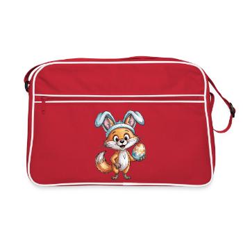 T-shirt de Pâques – Renard avec œuf - Sac Retro - rouge/blanc - Devant