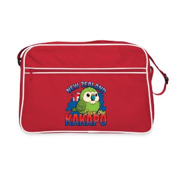 Rettet den Kakapo-Vogel Neuseeland - Retro Tasche - Rot/Weiß - Vorne
