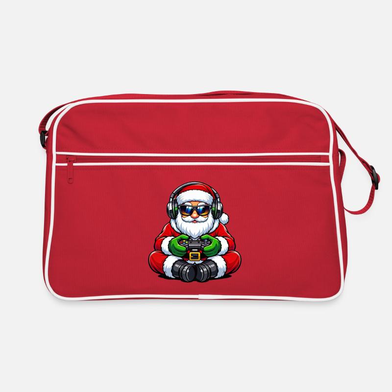 Gamer Weihnachtsmann Spielt Videospiel-Controller Retro Tasche