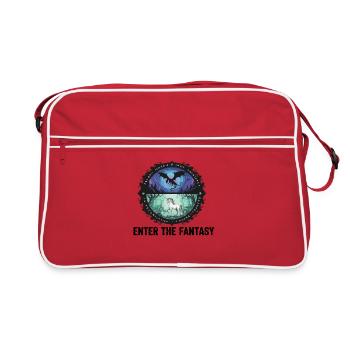 Dragon Unicorn Fantasy Magic - Retro Bag - red/white - Front