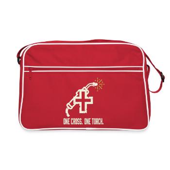 ONE CROSS. ONE TORCH. Welder Motif - Retro Bag - red/white - Front