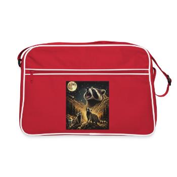 Raccoon Moon Howl Wildlife Raccoon - Retro Bag - red/white - Front