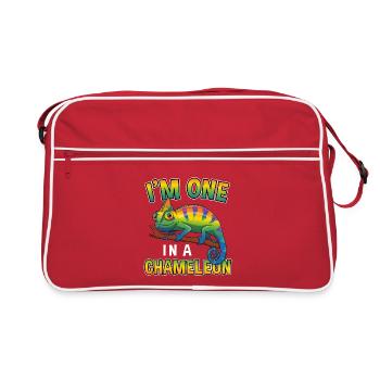 Je suis un dans un jeu de mots drôle de reptile caméléon - Sac Retro - rouge/blanc - Devant