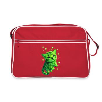 Alien Cat - Retro Tasche - Rot/Weiß - Vorne