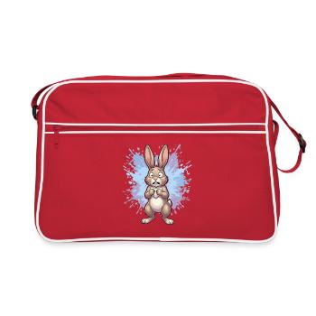 Distraught rabbit with paint splash - Retro Bag - red/white - Front