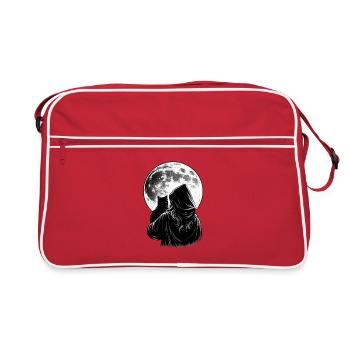 Femme gothique avec chat noir et pleine lune - Sac Retro - rouge/blanc - Devant