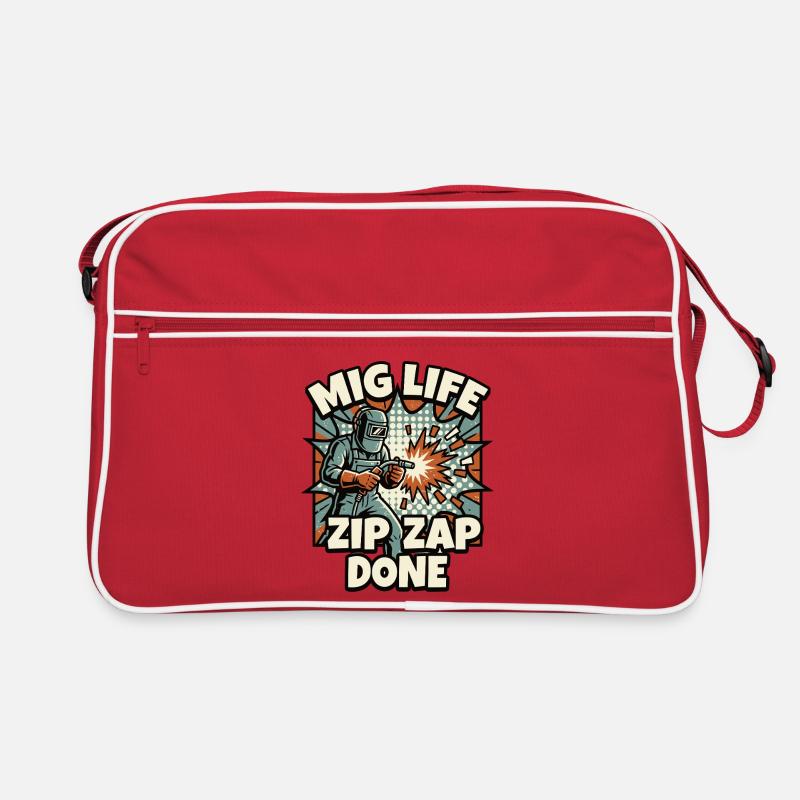 WELD MODE ZIP ZAP DONE Spruch Retro Tasche