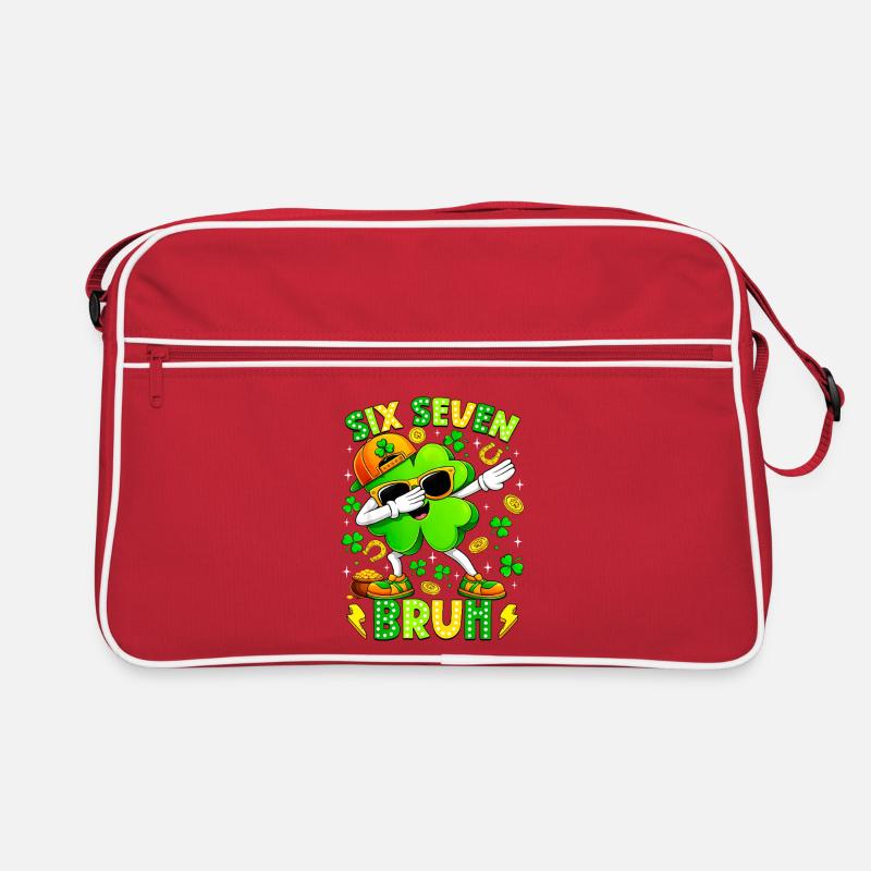 Six Seven Bruh Meme 67 St Patrick Day - Sac Retro - rouge/blanc