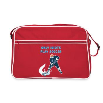 Hockey sur glace : seuls les idiots jouent au football ! - Sac Retro - rouge/blanc - Devant