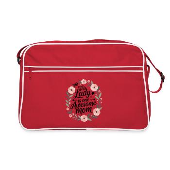  This Lady Is One Awesome Mom Mama Spruch - Retro Tasche - Rot/Weiß - Vorne