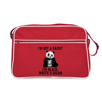 I'm Not A Racist Panda Black White Asian Art - Retro Tasche - Rot/Weiß - Vorne