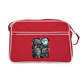 Moonshine : Trois léopards des neiges dans la tempête - Sac Retro - rouge/blanc - Devant
